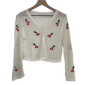 Cherry Embroidered Knitted Cardigan